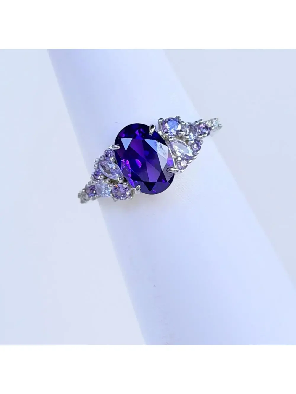 Bomb Party Sterling Club Ring Sz 8 Gradient of Amethyst on .925 Sterling Silver
